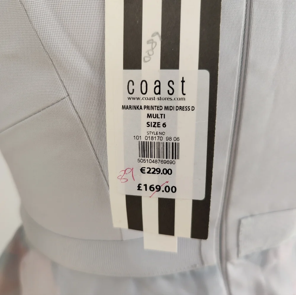 Coast Multi Vinca Printed Overlay Midi Dress Size 6 Wedding £169 - Picture 10 of 16